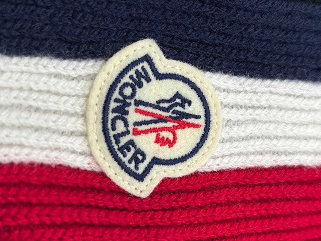 MONCLER マフラー ネイビー/ホワイト/レッド