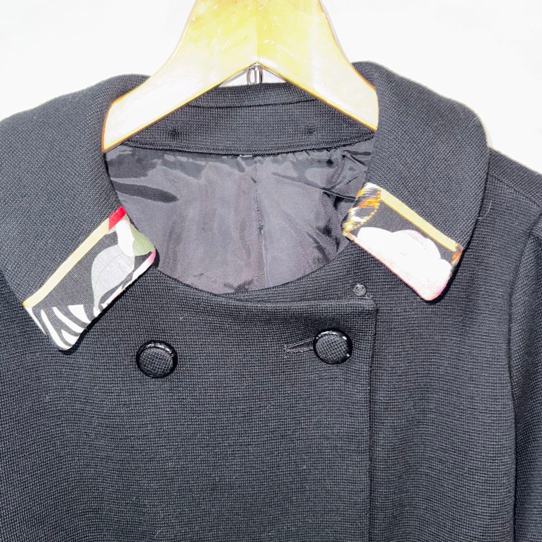 LEONARD レオナール　ニットコート 花柄　トリム　13　大きいサイズ 黒