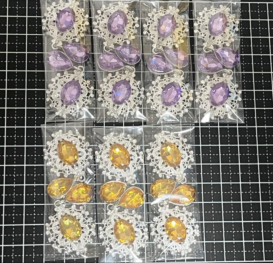 パール ビジュー ハート センター パーツ 藍色 18個