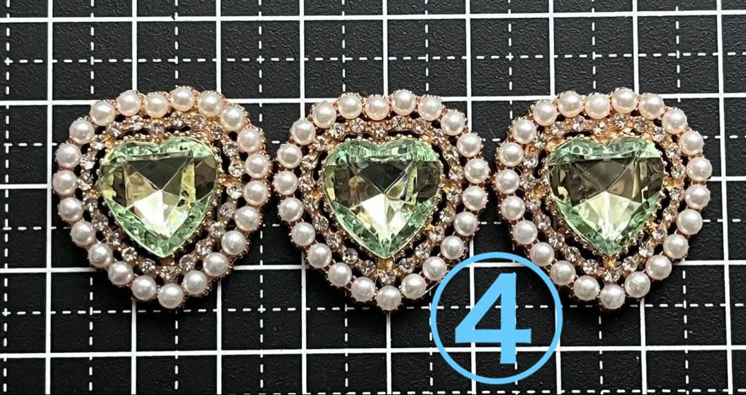 パール ビジュー ハート センター パーツ 藍色 18個