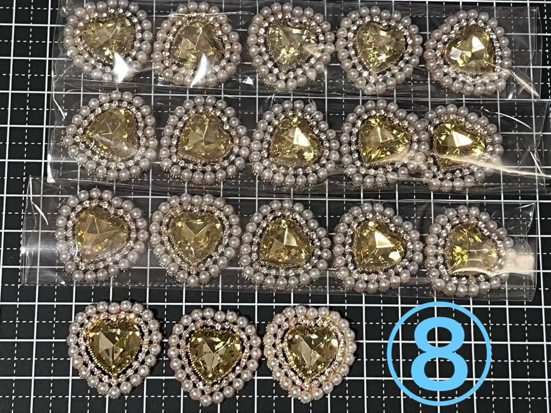 パール ビジュー ハート センター パーツ 藍色 18個