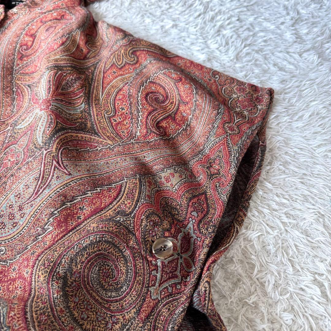 極美品 エトロ ポンチョ フード ペイズリー フード ケープ コート