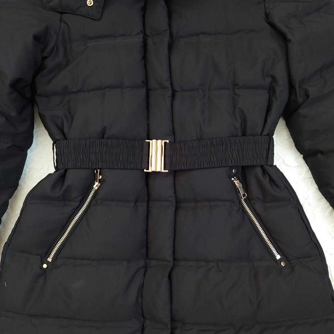 ZARA ザラ フェイクファー ロングダウンコート　ウエストベルト　M 黒