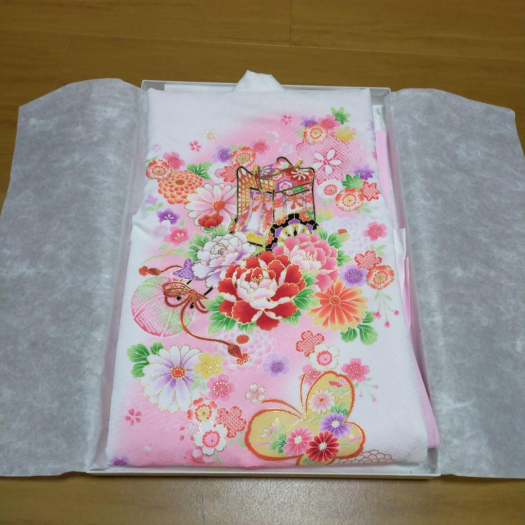 産着お宮参り着物 ピンク花柄