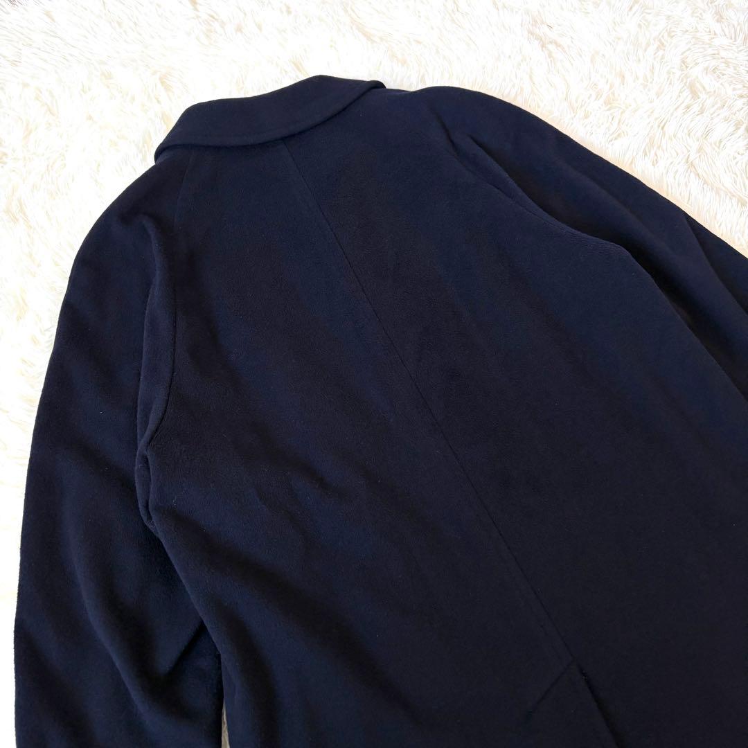 BURBERRY バーバリー カシミヤ混 ステンカラーコート 比翼 ネイビー