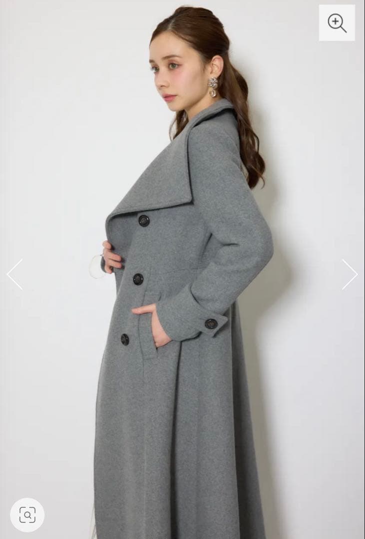 rienda 25オーバーネックシンデレララインコート グレー