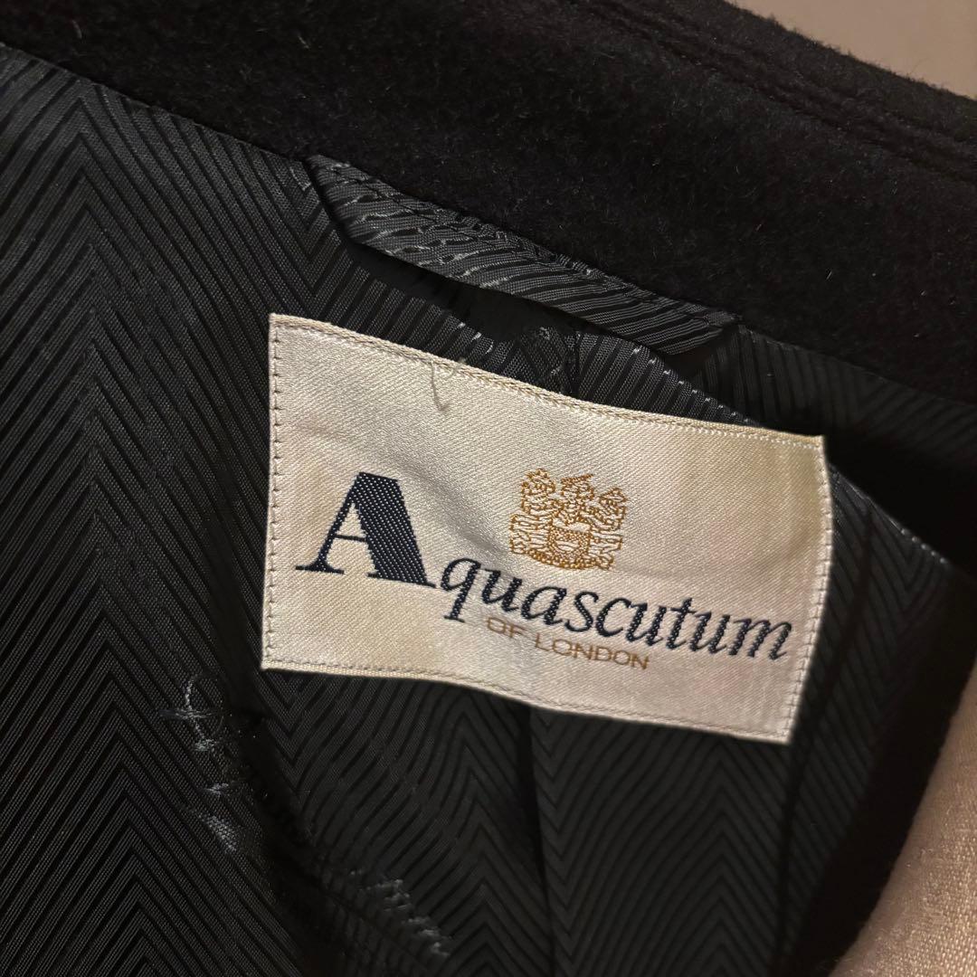 美品 アクアスキュータム カシミア100% ロングコート ブラック ステンカラー