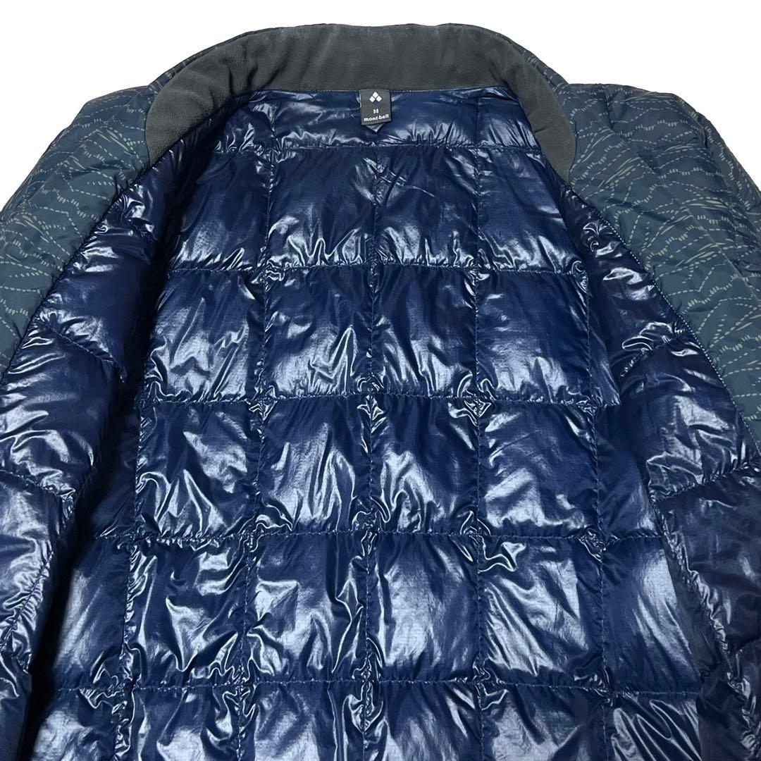mont-bell ダウン プリント ハンテン ネイビー M 総柄
