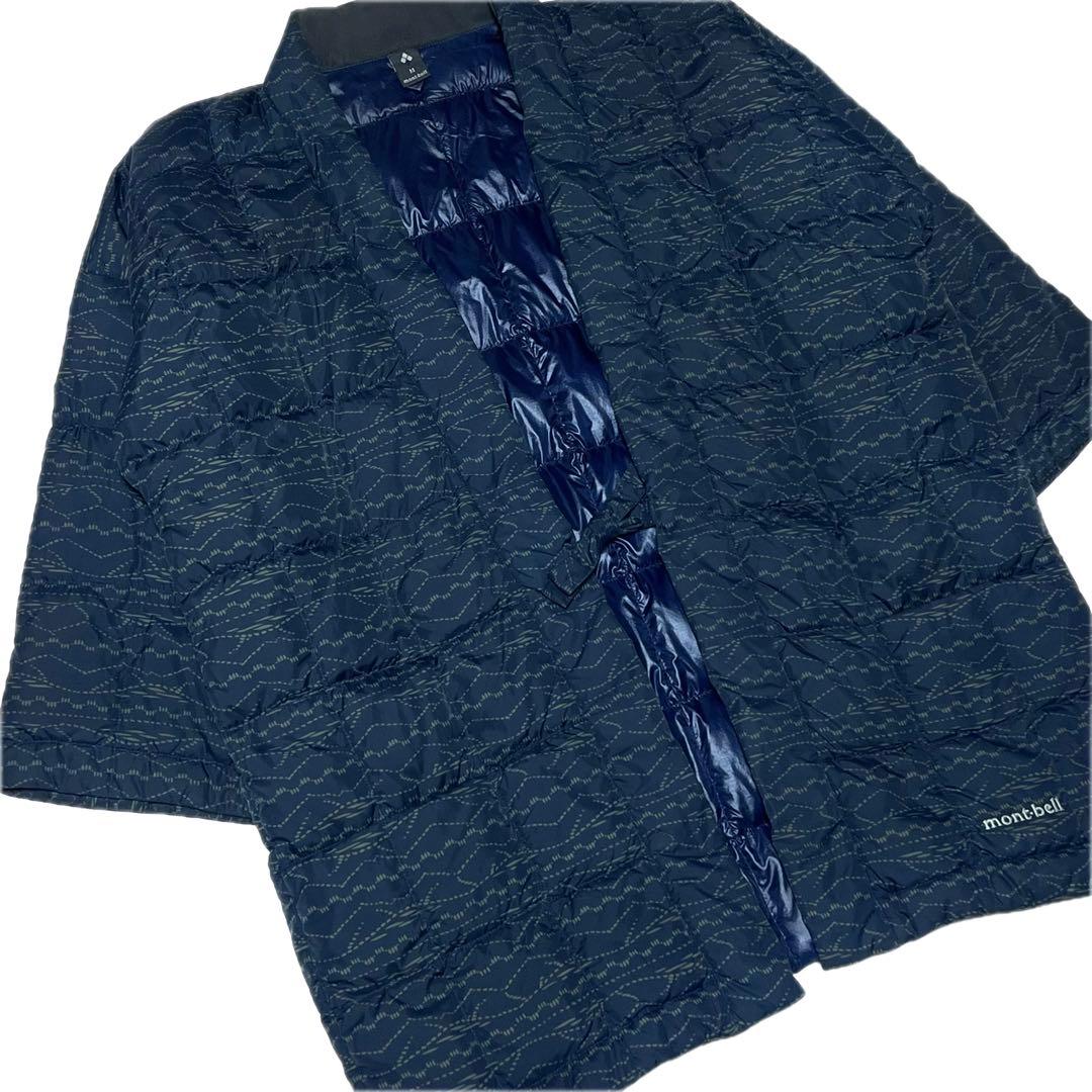 mont-bell ダウン プリント ハンテン ネイビー M 総柄