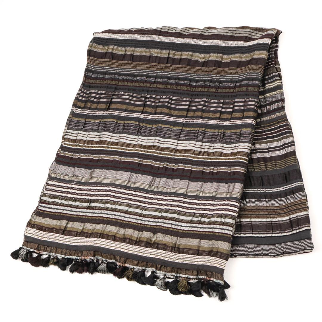 H3371-30◾️ヨーガンレール　ボーダー柄大判ストール　ワッシャー加工