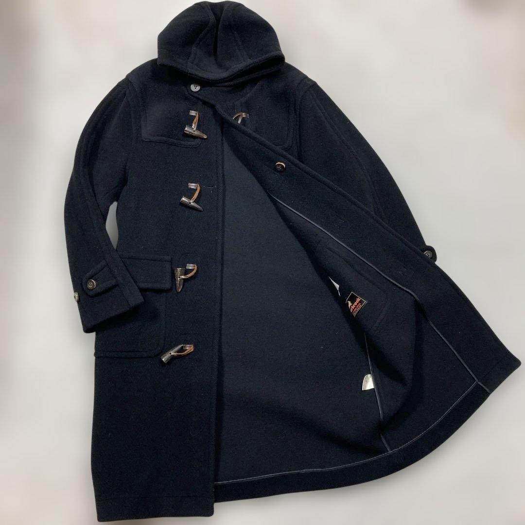 極美品 タケシヤジマ ダッフルコート ムーアブルック ヘリンボーン XL相当 黒