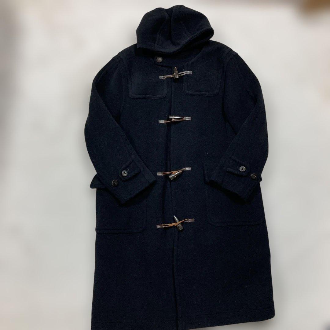 極美品 タケシヤジマ ダッフルコート ムーアブルック ヘリンボーン XL相当 黒