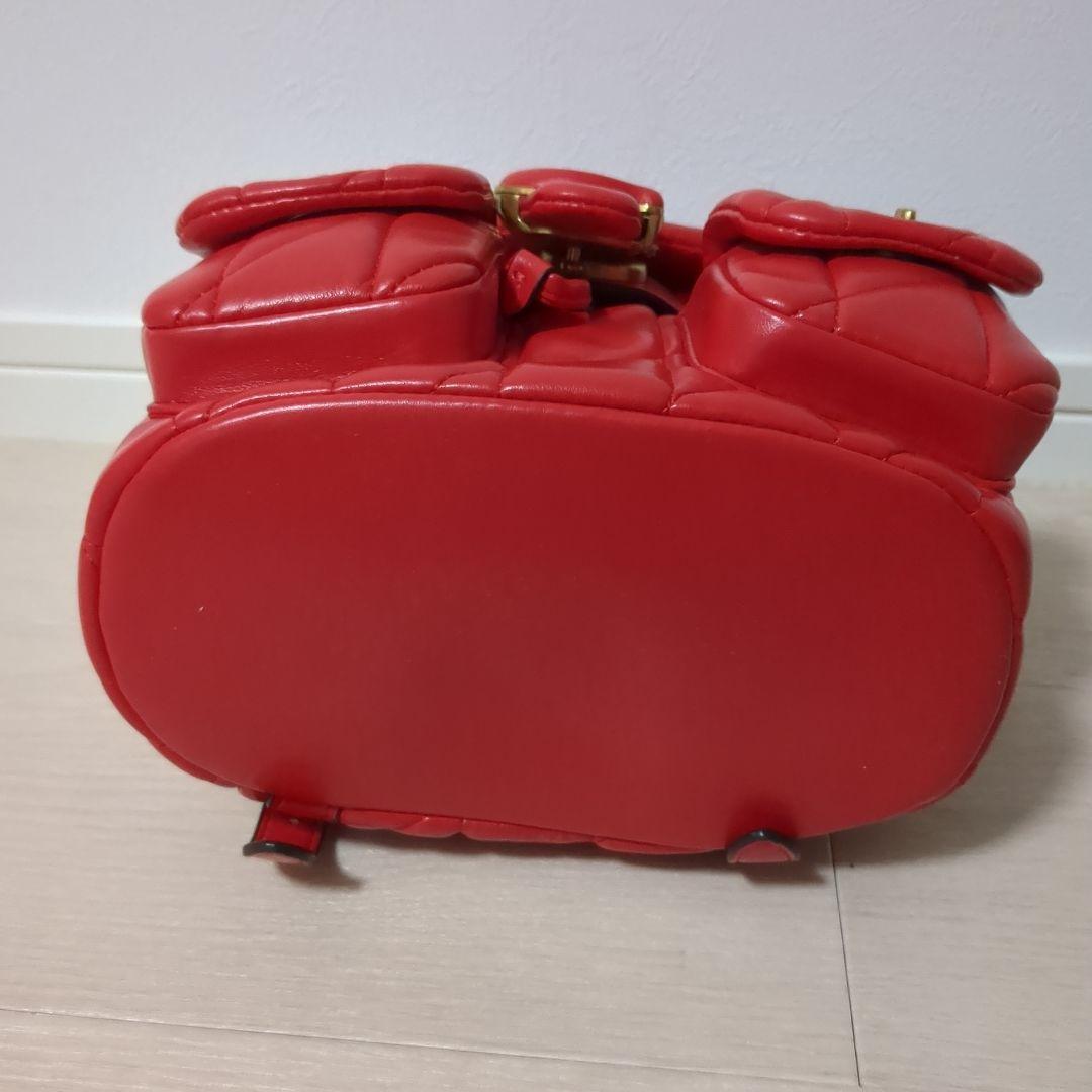 【新品】COACH　タビー バックパック・キルティング　レッド系　CU077