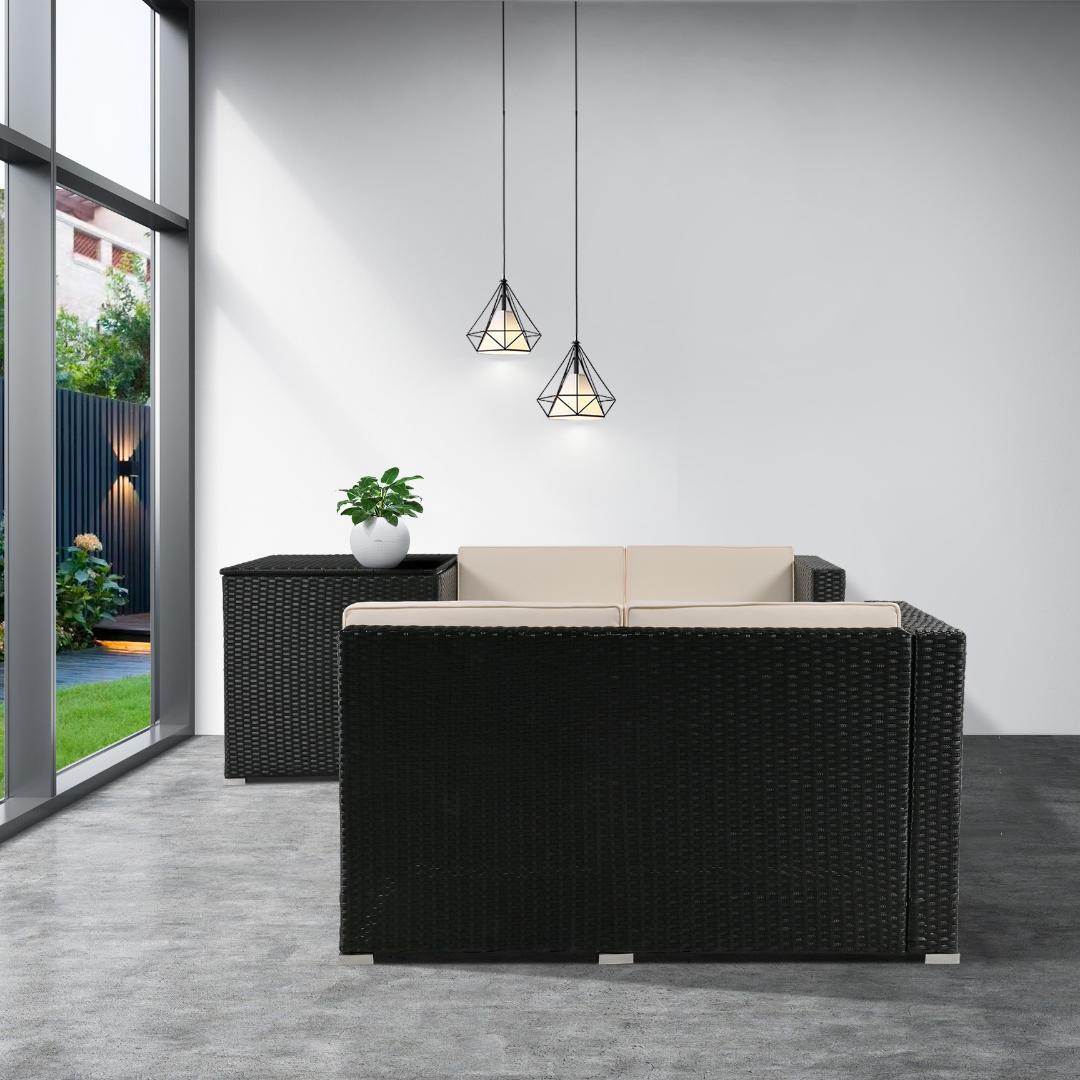 ガーデンファニチャー 4点 収納付き ガーデン クッション付き ラタン調 ソファ