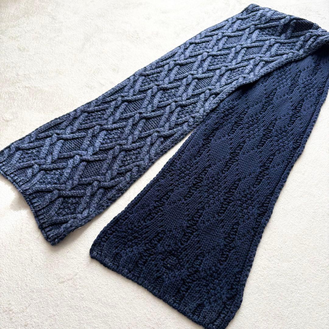 美品✨モンクレール SCIARPA ケーブル編み ラバーロゴ マフラー ストール