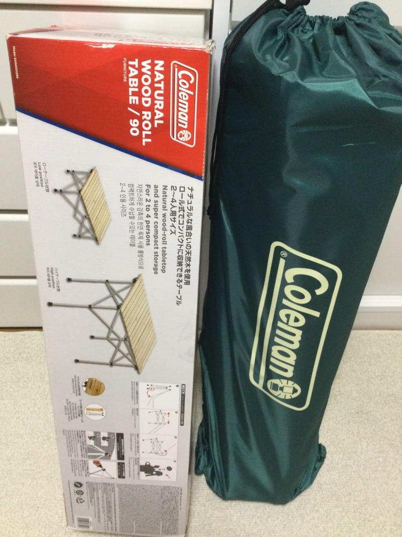 希少90cmサイズ 新品 Coleman ナチュラルウッドロールテーブル