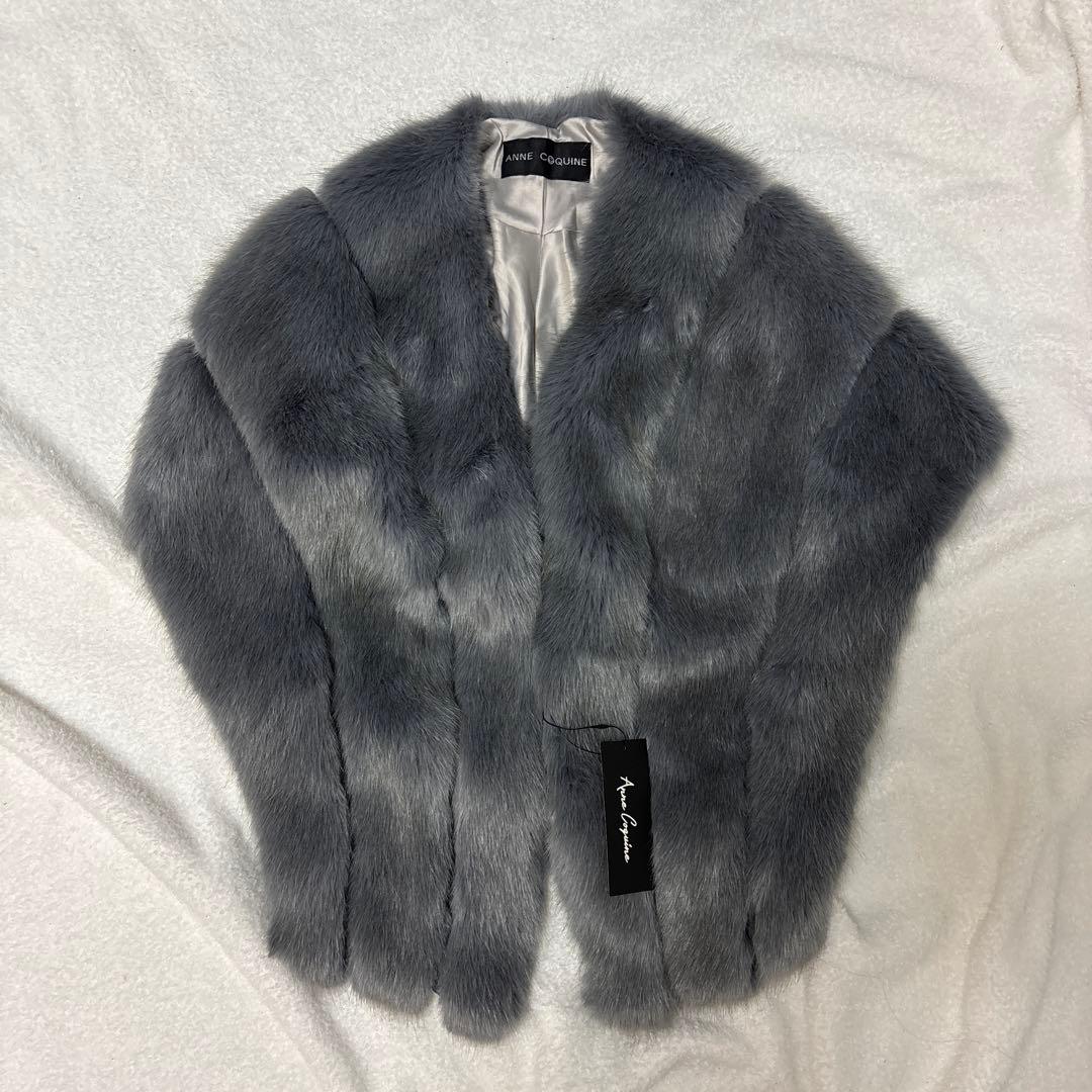 新品Anne Coquine アンコキーヌ リアルFOXファー ストール　グレー