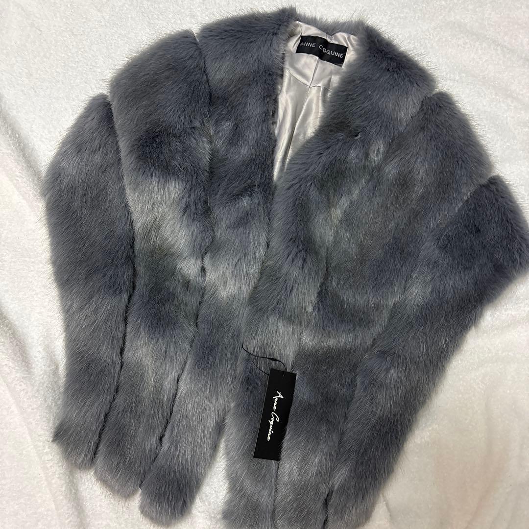 新品Anne Coquine アンコキーヌ リアルFOXファー ストール　グレー