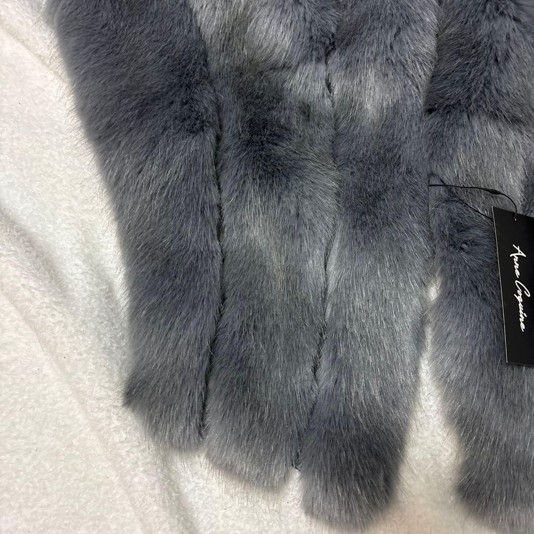 新品Anne Coquine アンコキーヌ リアルFOXファー ストール　グレー