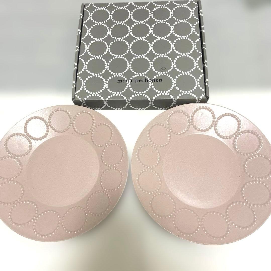 ミナペルホネン タンバリン　プレート　24cm ピンク　2枚セット tambourine（タンバリン） カップ＆ソーサー｜ミナ