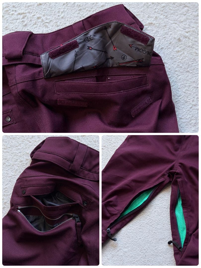 【美品】VOLCOM スノボ・スキーウェア セットアップ ハーフジップ 刺繍 M