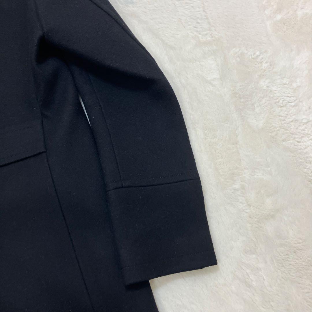 美品✨ラブレス メルトン ウール ステンカラーコート 裏地総柄 ブラック