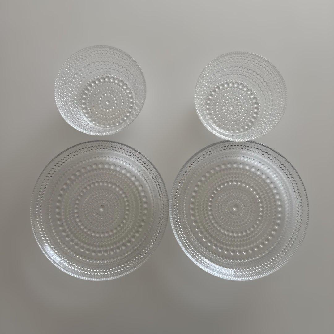 イッタラ　カステヘルミ　透明ガラス ドット模様 食器セット 4個 iittala（イッタラ） 【並行輸入品】 カステヘルミ プレート 17cm 皿