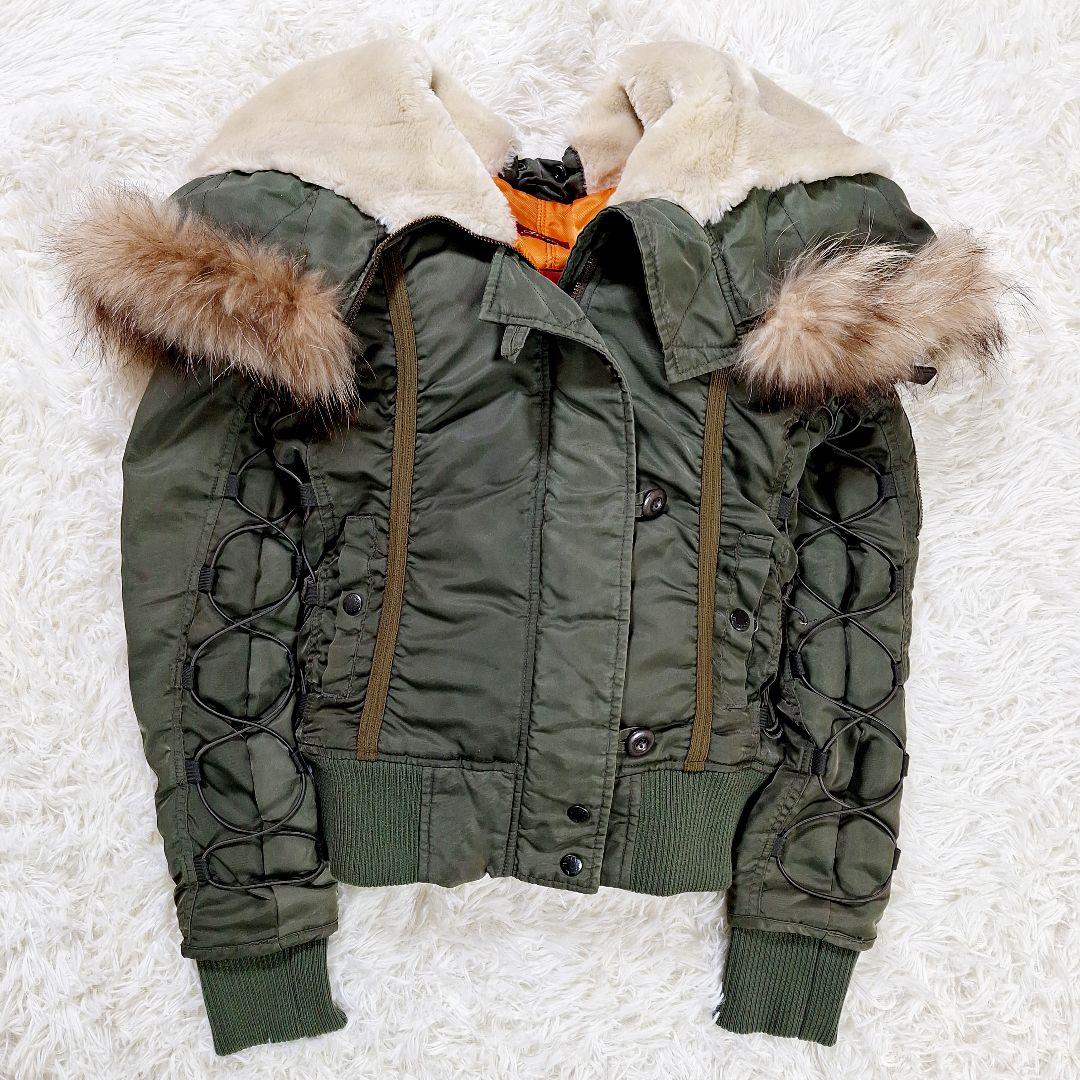 ★極美品★ アヴィレックス リアルファー N2B レースアップ ボア フード M