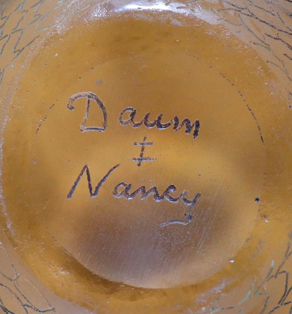 美術館級!!ドーム・ナンシー とぐろを巻いた蛇球体型壺 橙色花瓶