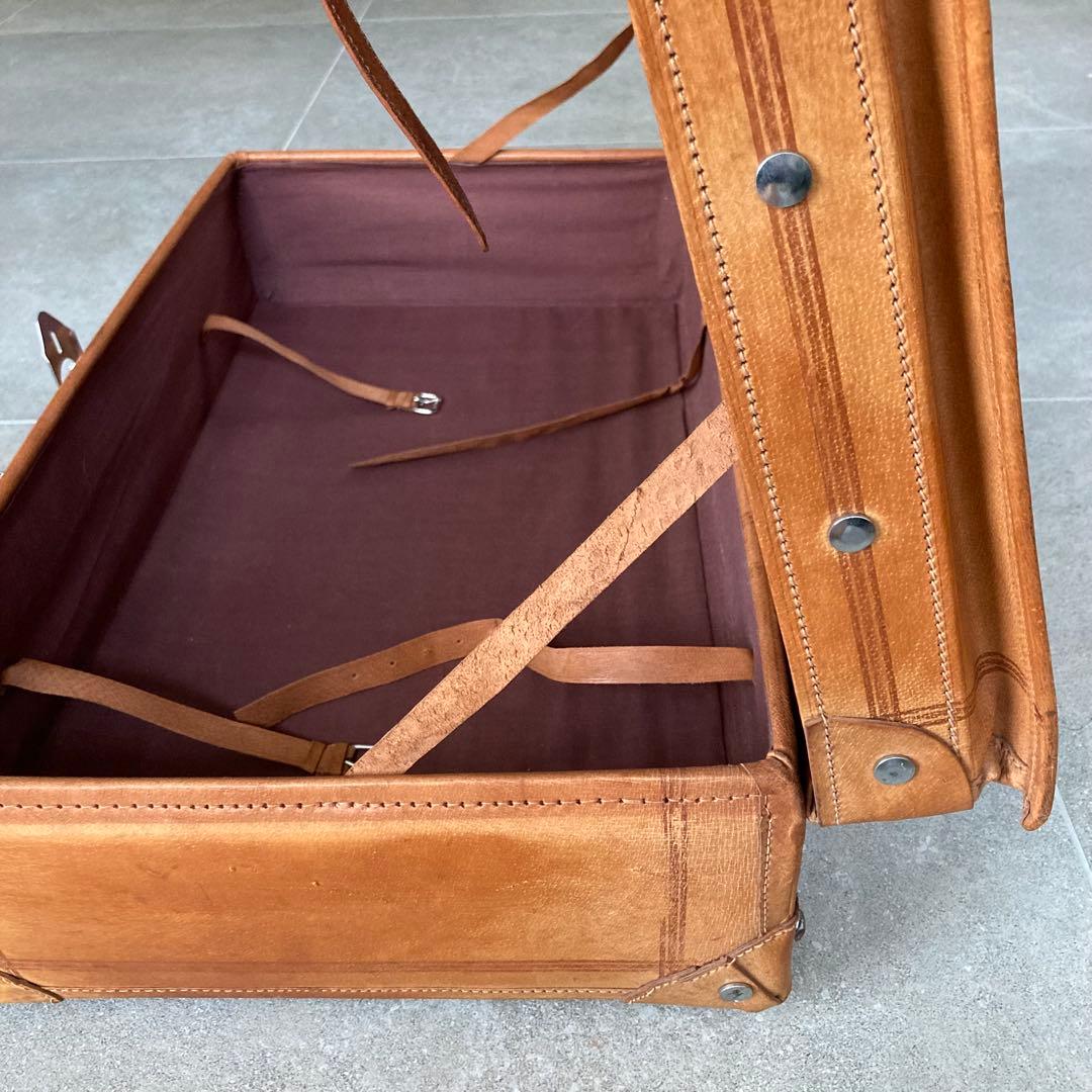 特大 ヴィンテージ 本皮 トランクケース 鍵付き レザートランク レトロ 古道具