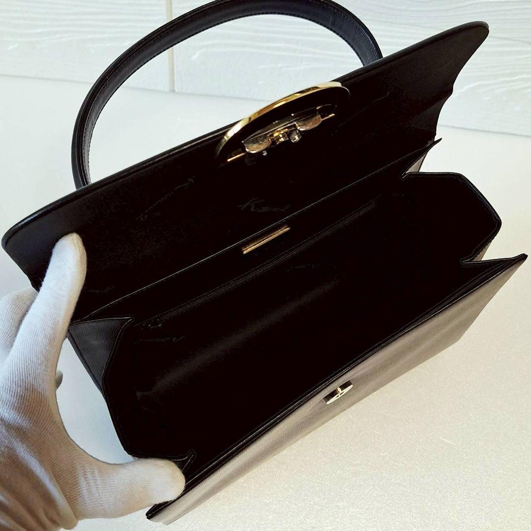 2113 【美品】キタムラ フォーマル 冠婚葬祭ハンドバッグ ゴールド金具 黒