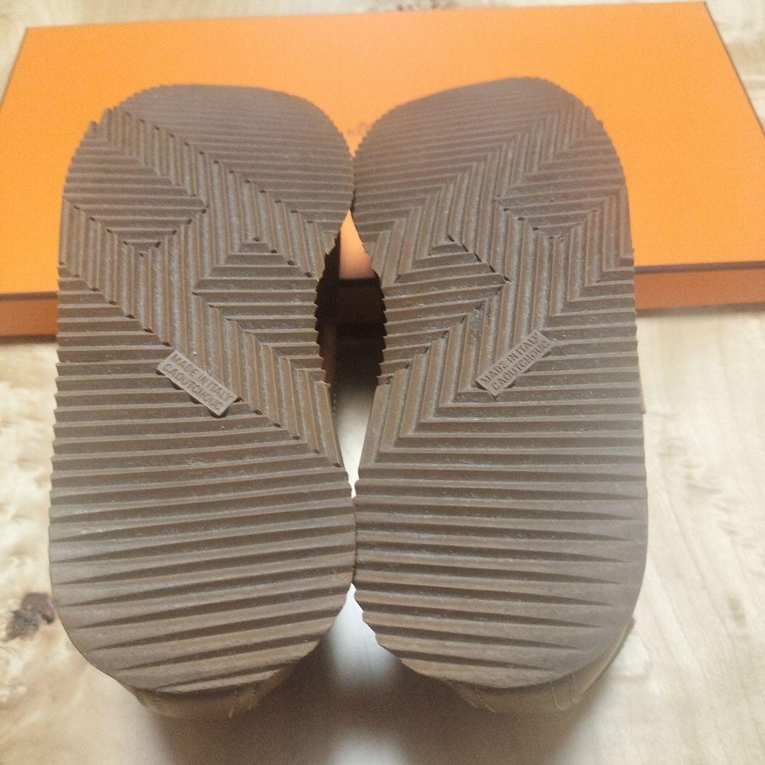 HERMES クイック スニーカー レザーシューズ Hマーク 革靴(5-11)