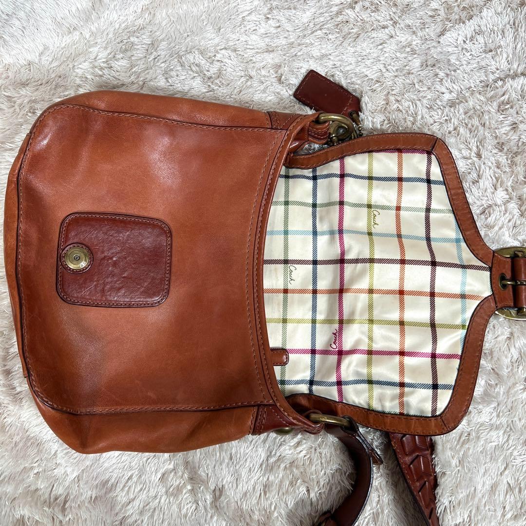 希少　コーチ　ソーホー　ショルダーバッグ　レザー　ブラウン　肩掛け　フラップ