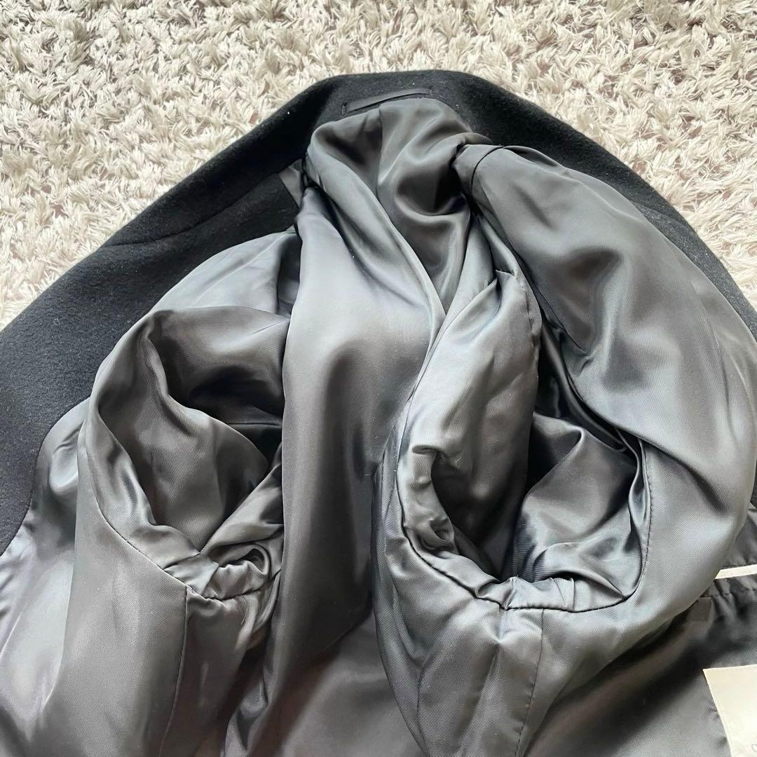 ✨️L〜XL相当✨️ダブルチェスターコート　カシミヤ混　マキシ丈　ブラック