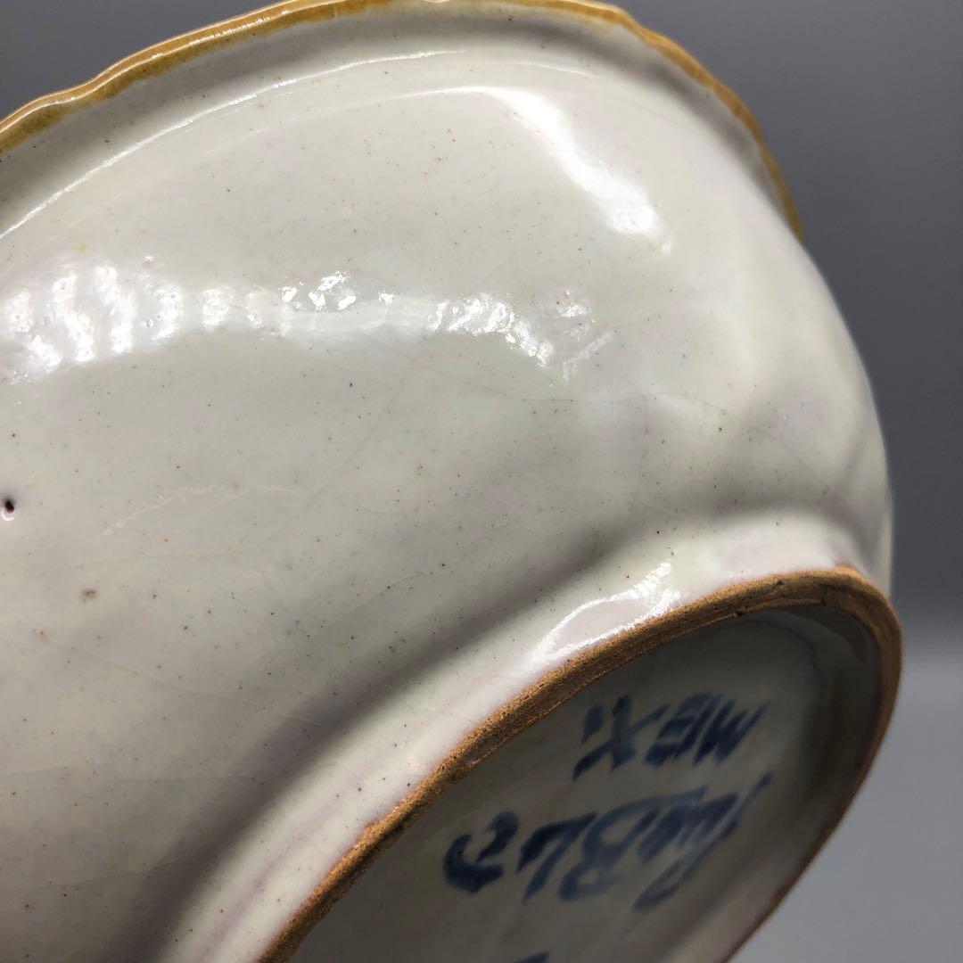 メキシコプエブラタラベラ焼ビンテージ陶器伝統工芸バード鳥ボウル鉢