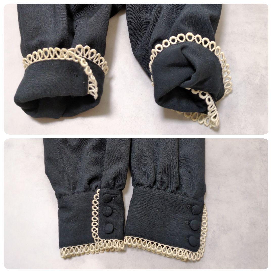 希少✨️ Emily Temple 花刺繍レースワンピース ビッグカラー 黒