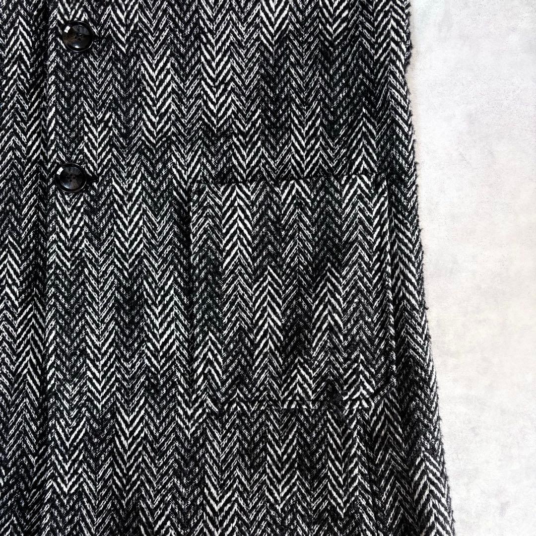 DIESEL ヘリンボーン ロングコート フリンジ加工 48 黒白 - メルカリ