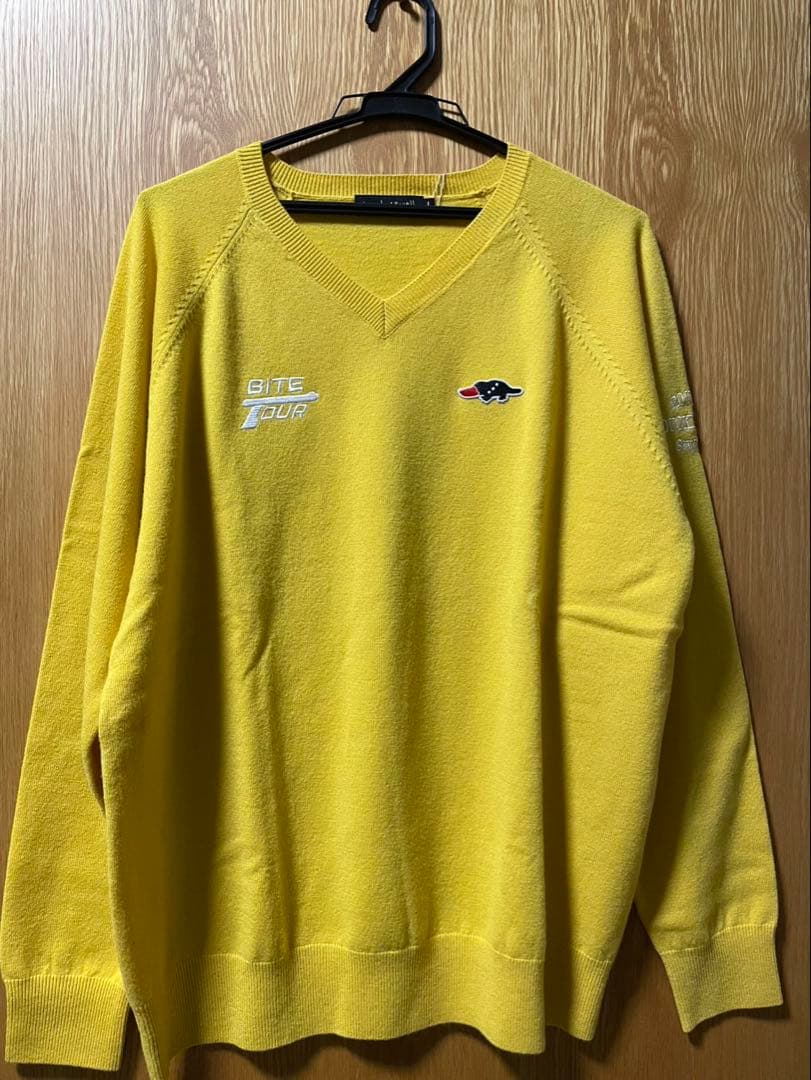 rough & swell イエロー Vネックセーター メンズＬ【半額以下】