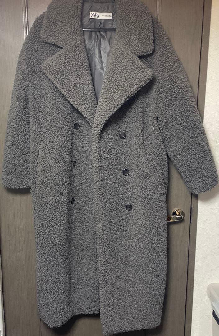 完売品　ZARA ダブルブレスト　フェイクボアコート　テディベア