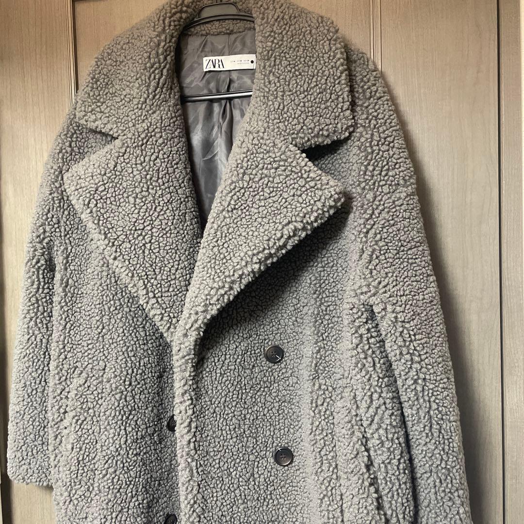 完売品　ZARA ダブルブレスト　フェイクボアコート　テディベア