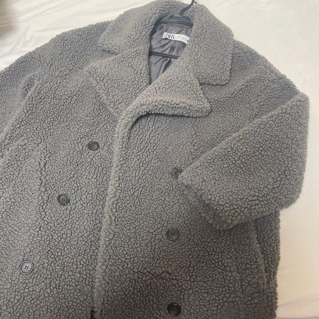 完売品　ZARA ダブルブレスト　フェイクボアコート　テディベア