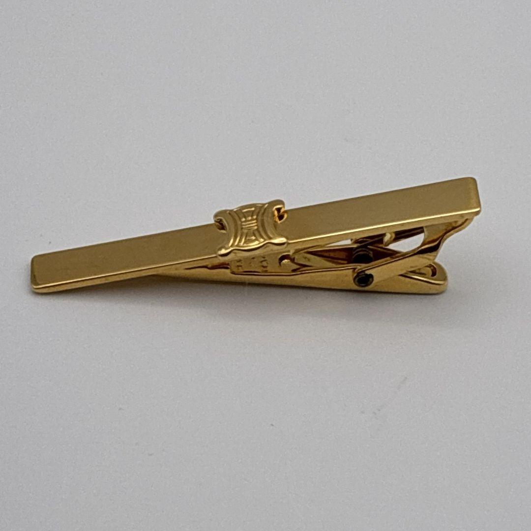 【美品】CELINE カフス カフリンクス タイピン トリオンフ マカダム 金色