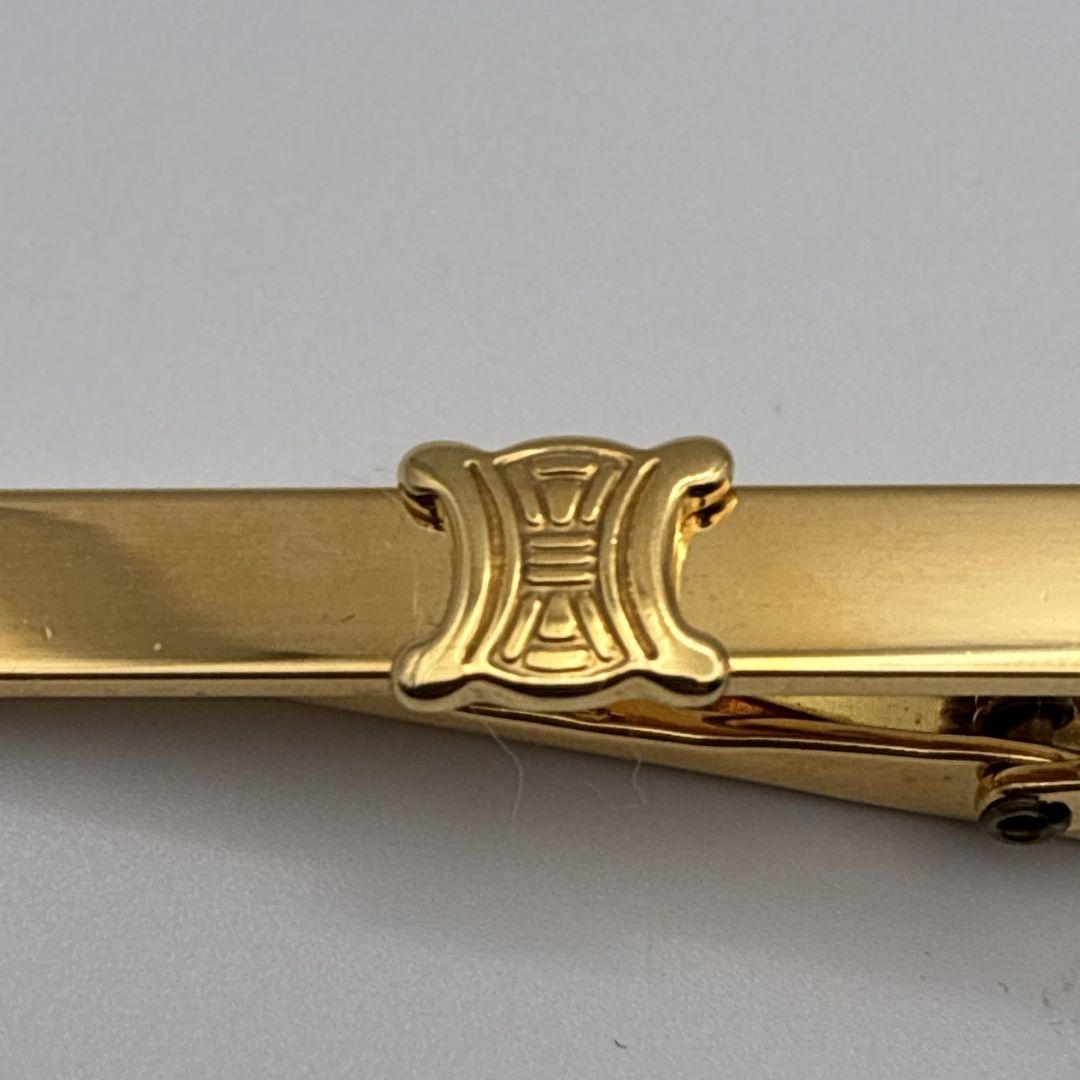 【美品】CELINE カフス カフリンクス タイピン トリオンフ マカダム 金色
