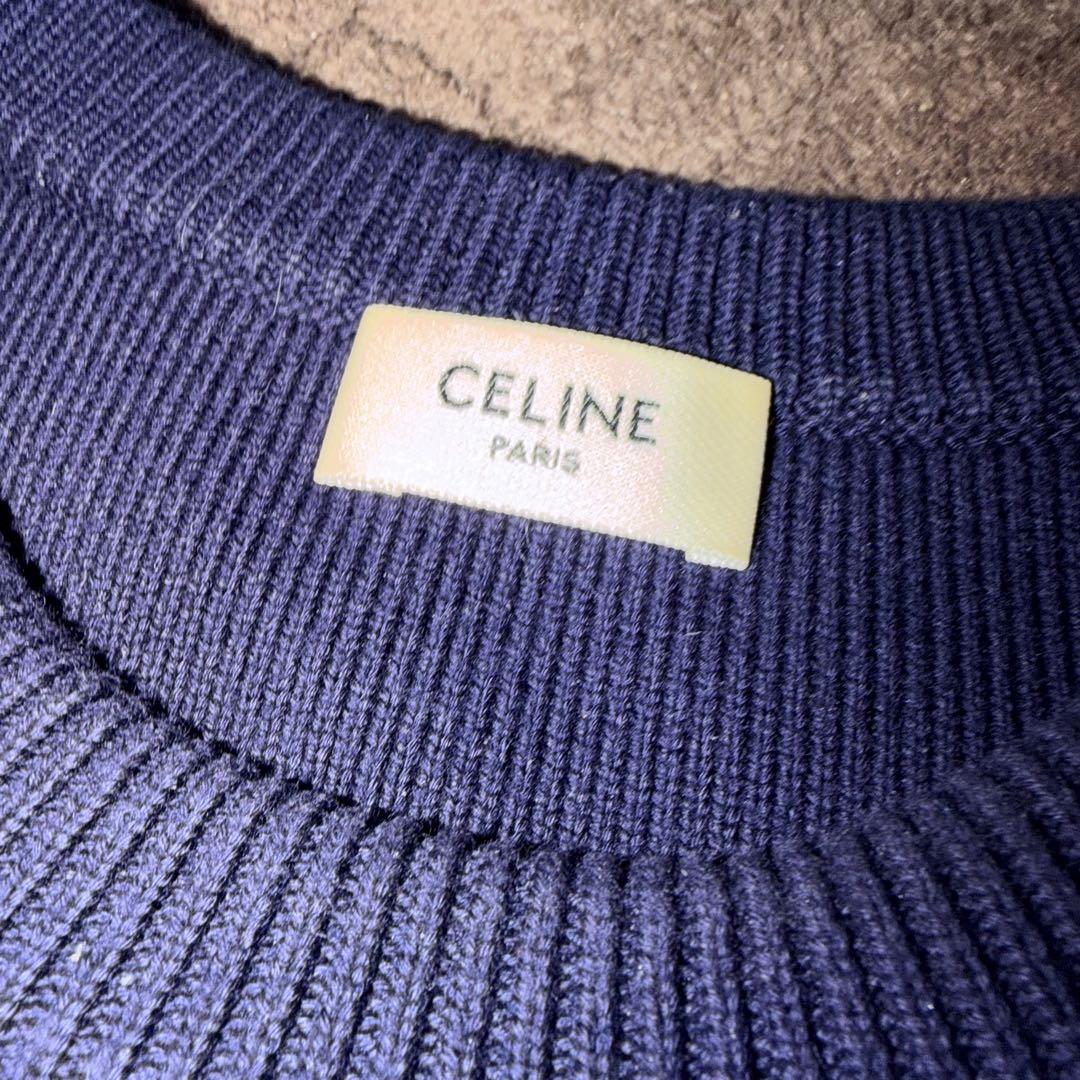 CELINE ネイビー ロゴセーター Mサイズ CELINE ネイビー ロゴセーター