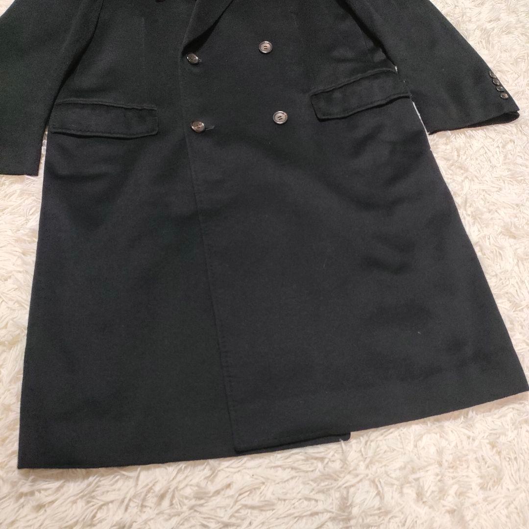 【美品】着丈113cm　ダブルチェスターコート　ピュアカシミヤ　黒　メンズ　LL