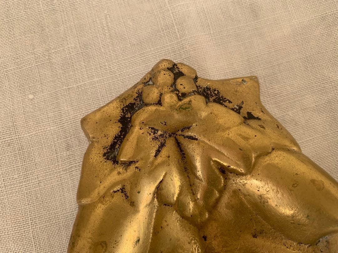 フランス アンティーク ハンドモチーフ　トレイ　金属製　ブロカント