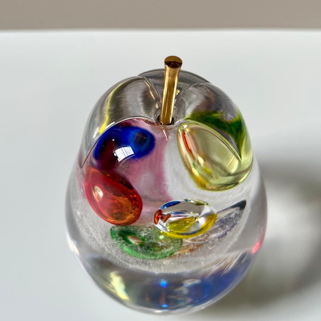 安田泰三　ガラス　洋梨　ペーパーウェイト