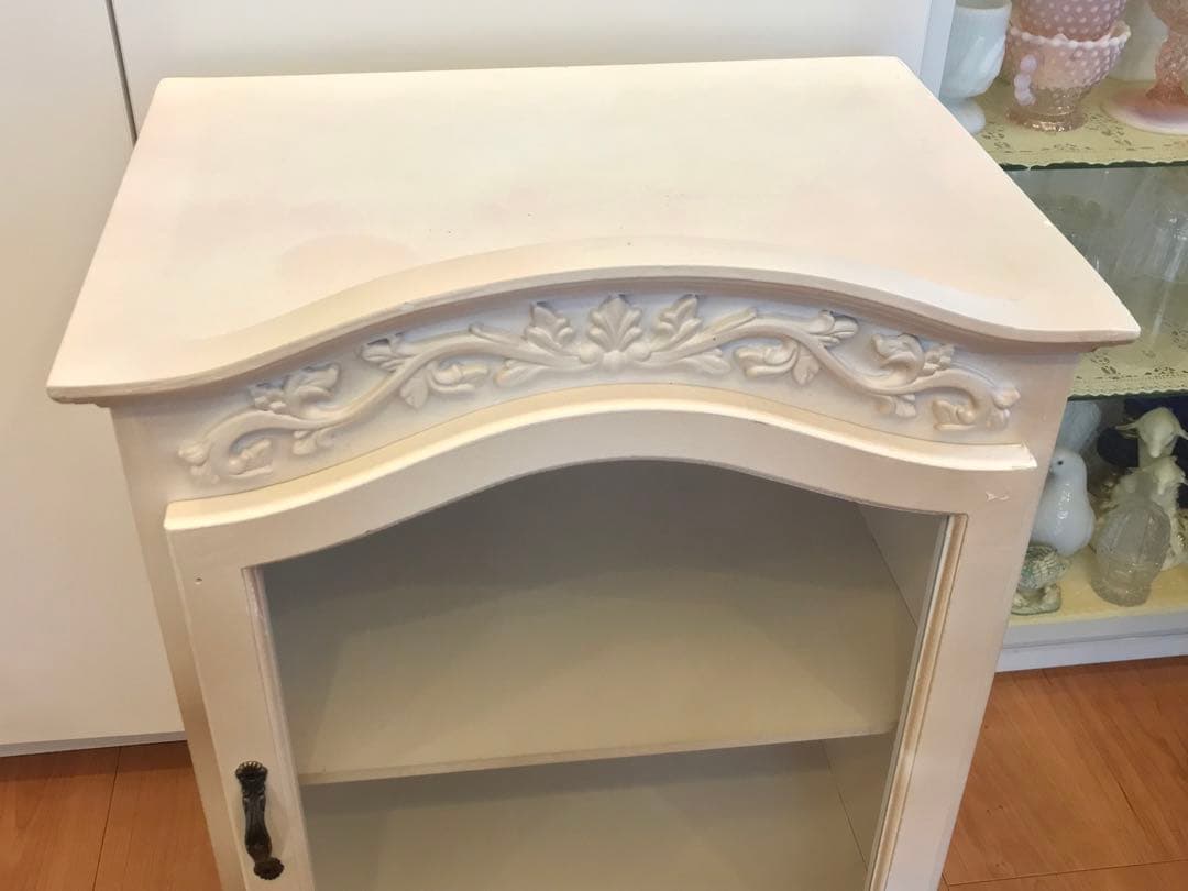 専用☆ salut!/サリュ ロココ調 キャビネット ガラス飾り棚 ホワイト