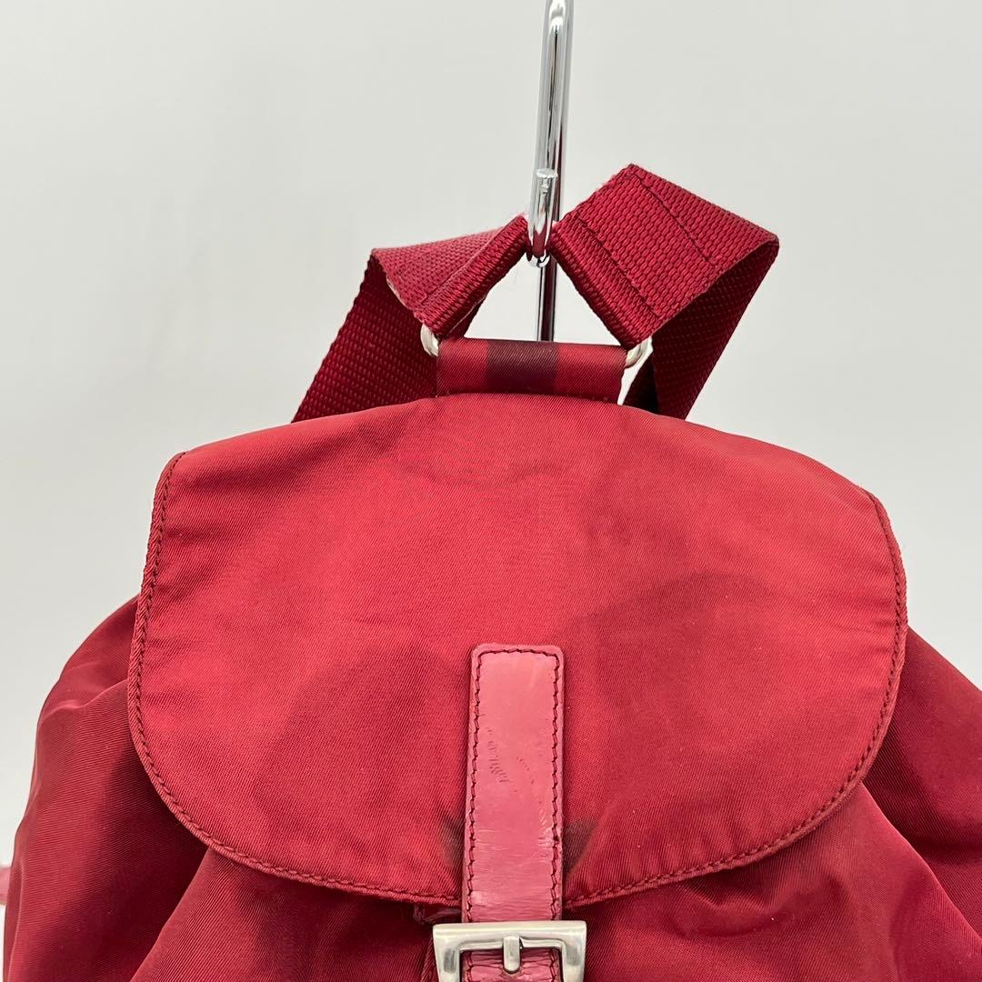 PRADA リュックサック バックパック 三角プレート 赤 テスートナイロン
