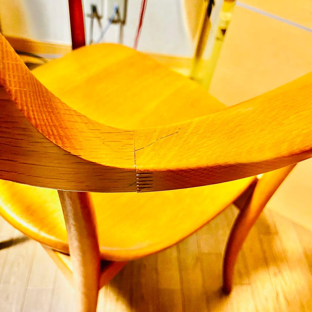 【美品】飛騨産業 HIDA クレセントアームチェア ウォールナット キツツキ②